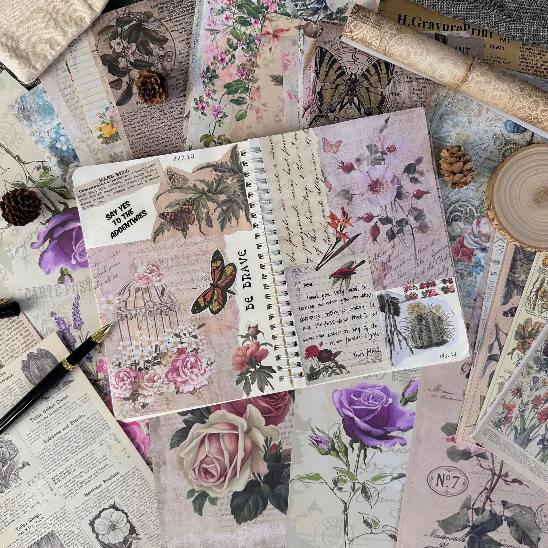 30 pieces of retro-style printed diary newspaper decoration scrapbook paper in assorted colour themes