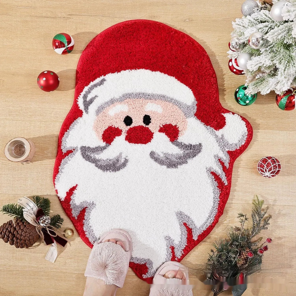 Christmas geometric print polyester hallway mat with anti-slip backing in festive colours