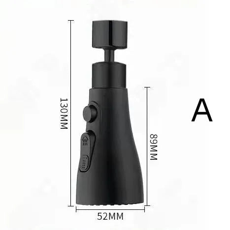 Universal pressurized faucet sprayer in matte black with 360-degree rotating head on a kitchen sink