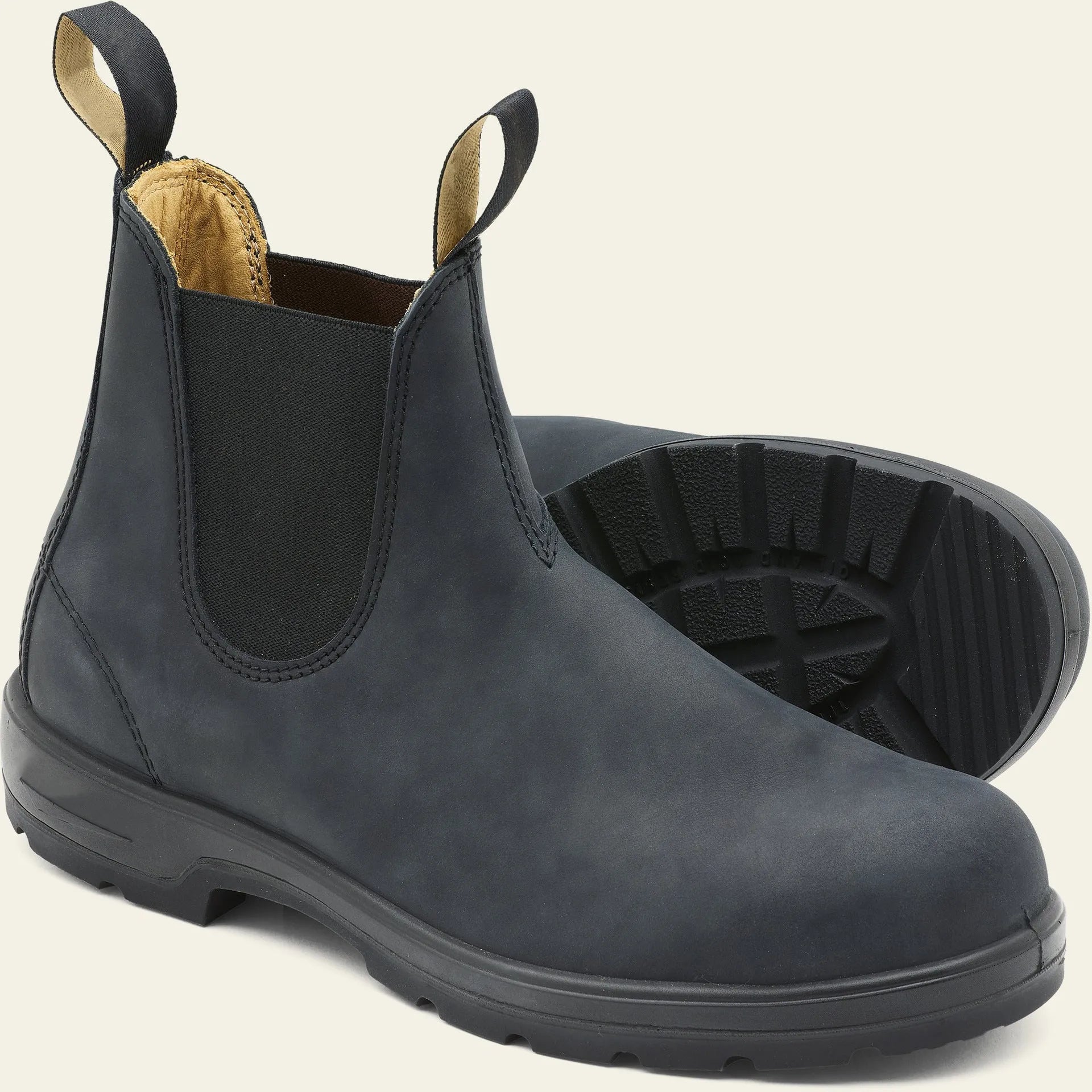 Vintage brown genuine leather unisex Chelsea boots with a chunky sole and frosted finish.