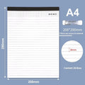 A4 size tearable notebook with ivory grid paper and a simple paper cover, shown next to an A5 size option.
