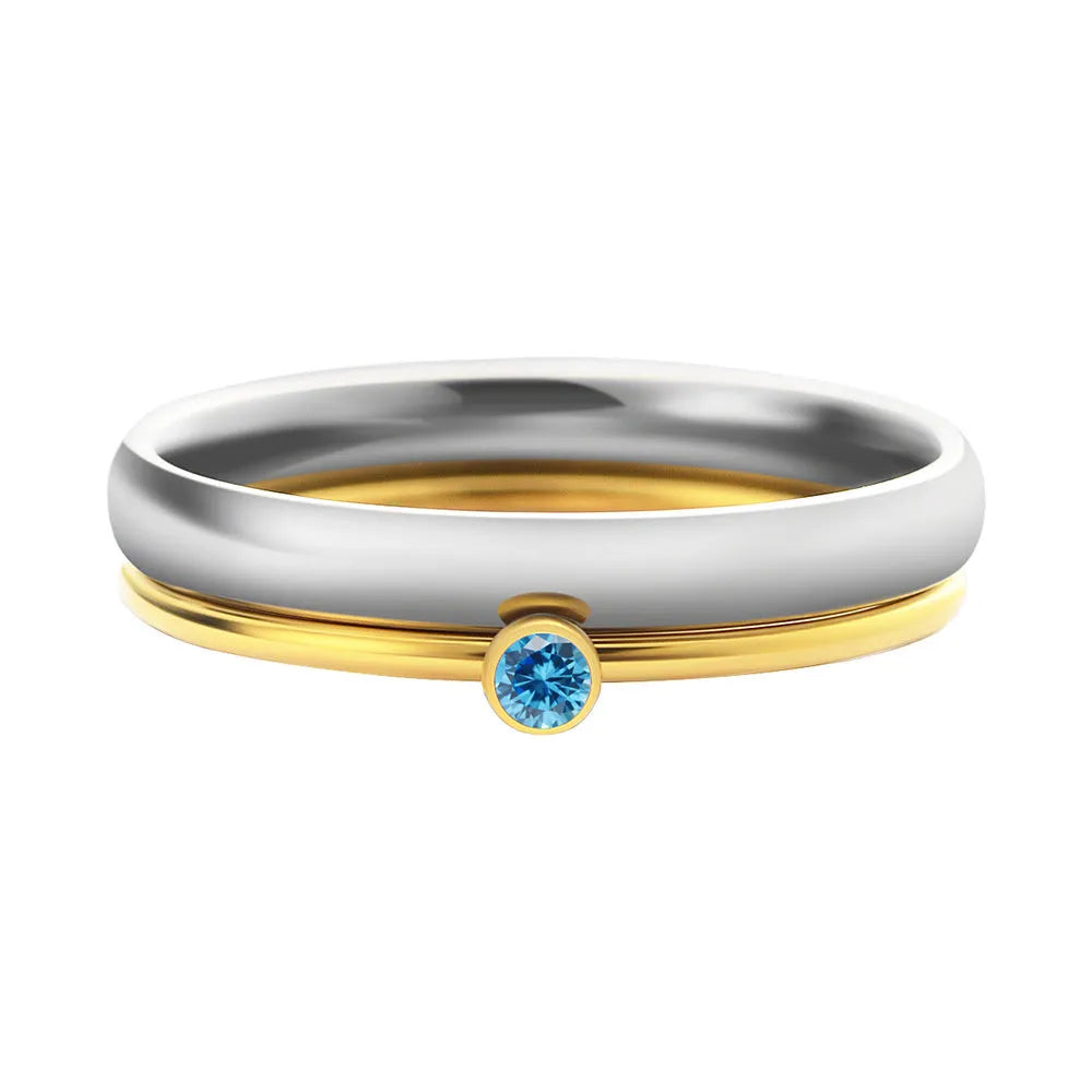 December birthstone engraved titanium steel ring with electroplated finish in geometry shape.