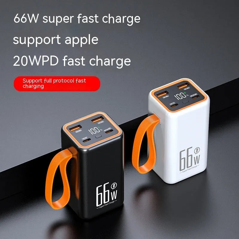 Black and white 20000 mAh fast charge portable power bank with creative design