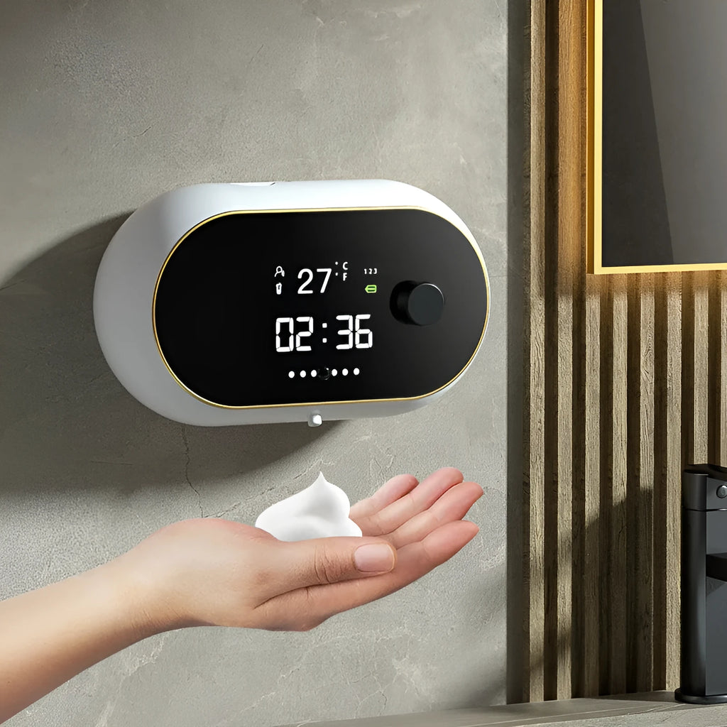 Automatic foam hand sanitizer dispenser wall mounted with 500ml capacity in black finish