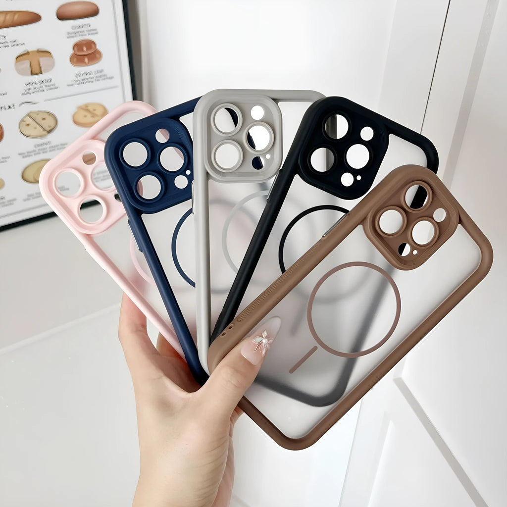 Skin feeling strong magnetic phone case for iPhone with drop-resistant TPU PC build in black colour