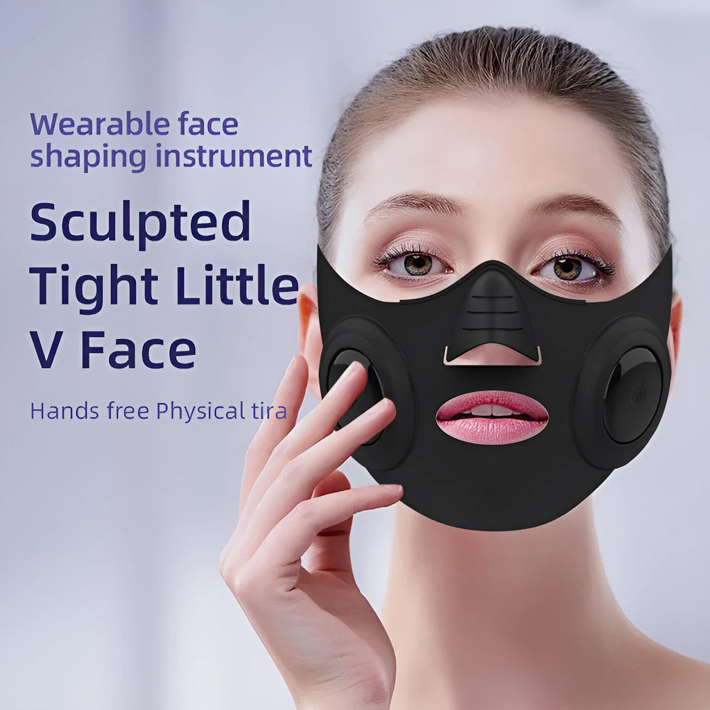 Black photon rejuvenation face mask device with USB cable for at-home skincare treatments
