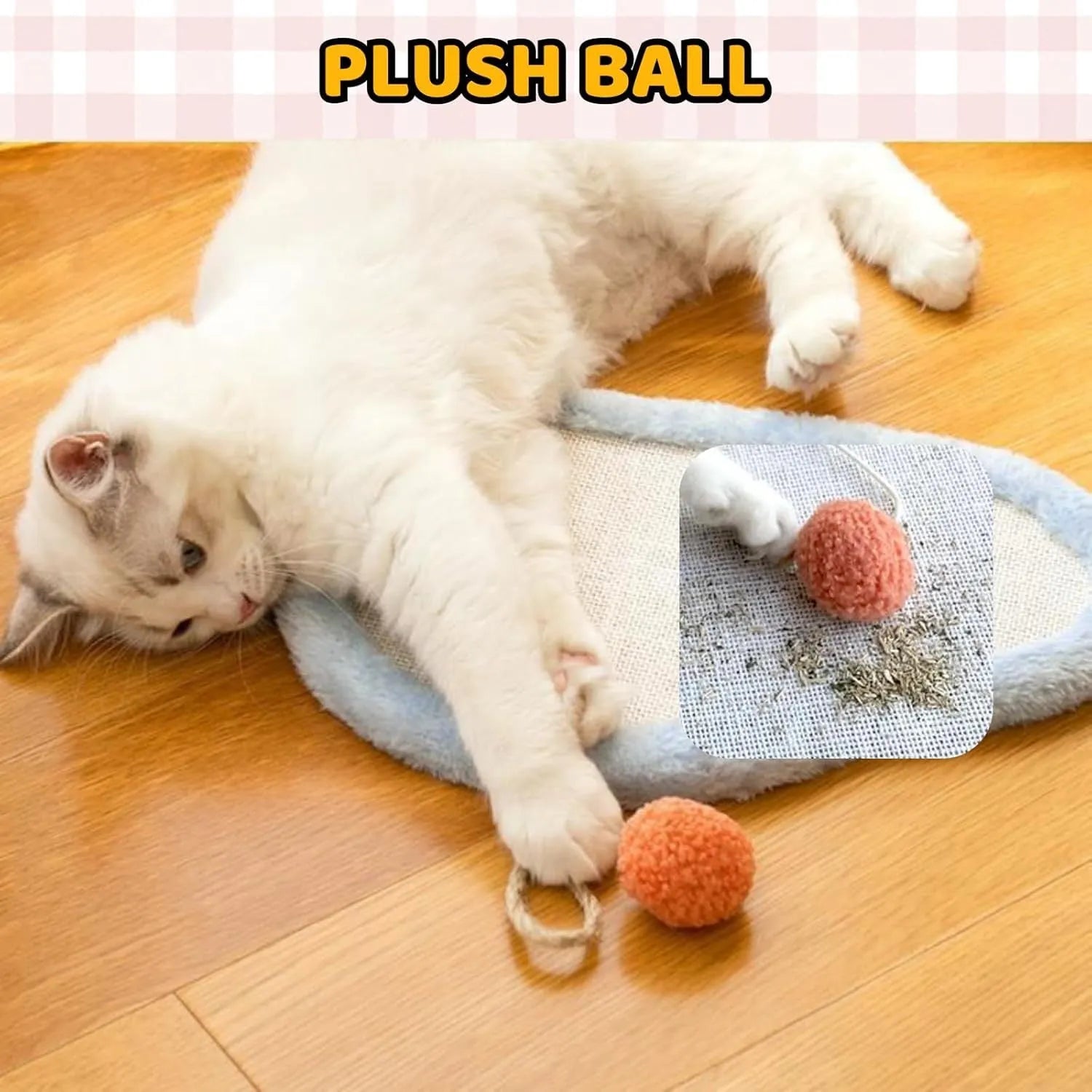 Natural sisal cat scratching mat with sleeping cat cartoon pattern, wall mounted design
