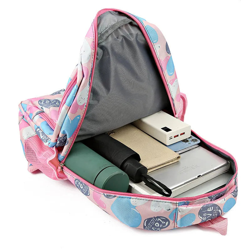 Student school backpack with air pillow belt system in Oxford cloth construction showing blue colour option