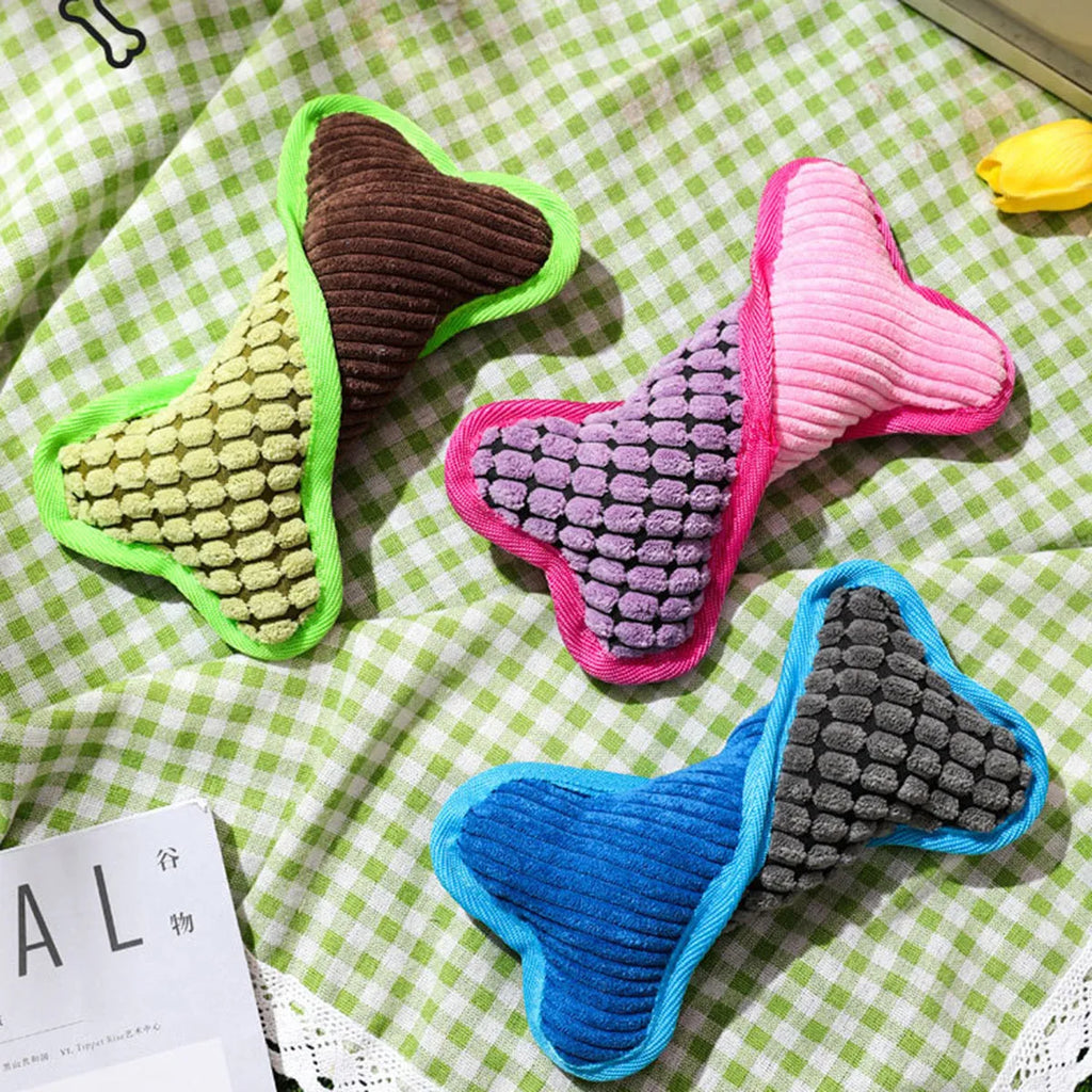 Teddy toy with dog sound bone model bite resistant corn fleece lining in blue green and pink colours