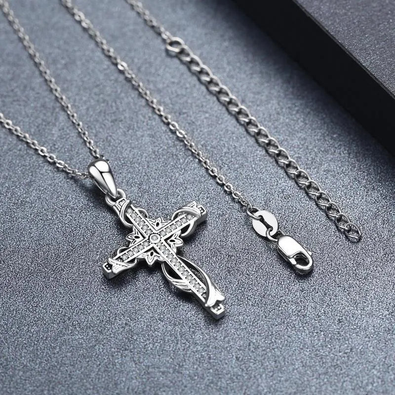 925 sterling silver cross pendant necklace for women, silver colour, 26mm by 17.5mm, 3g weight