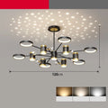 Black iron pendant ceiling chandelier with 13 light heads and remote control.