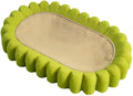 Green oval cat scratch pad and bed made from sisal measuring 650x420x100mm