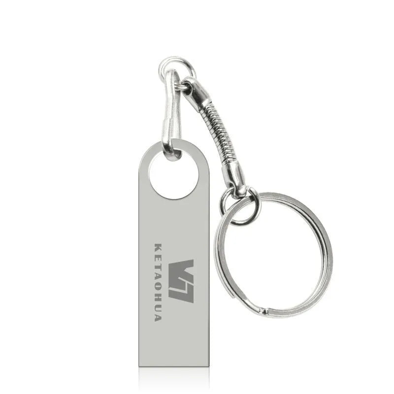 Silver metal car-shaped USB flash drive on a white background.