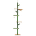 Solid wood cat climbing frame with integrated scratch board and hanging cat toy