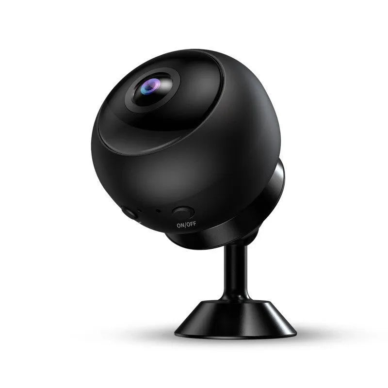 1080p wireless WiFi surveillance camera with ABS plastic housing on a white background.