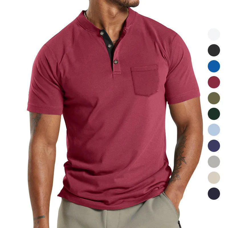 Men's plus size short sleeve button-down shirt in army green, shown on a hanger.