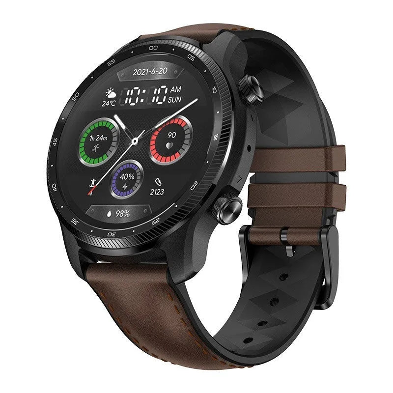 Ticwatch Pro X 47mm smartwatch with 4G calling and dual-layer display on wrist
