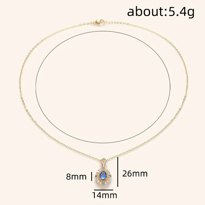 Golden copper necklace with mixed gemstone pendant and adjustable chain on dark background