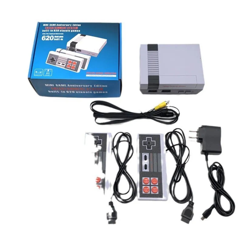 NES Mini retro game console with two controllers and British Standard power supply on 18.3cm measurement scale