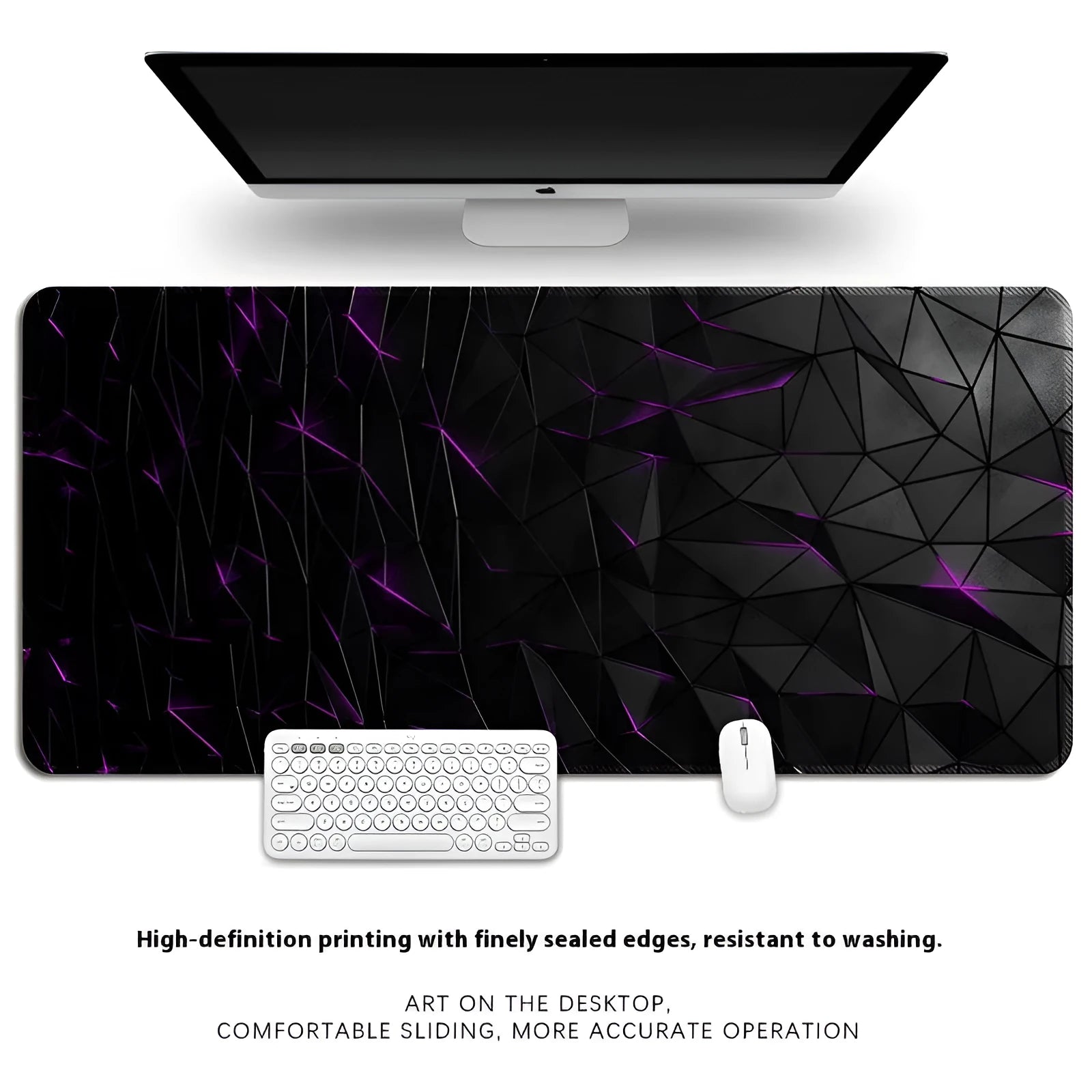 Thickened natural rubber computer keyboard desk mat with non-slip base and printed pattern.