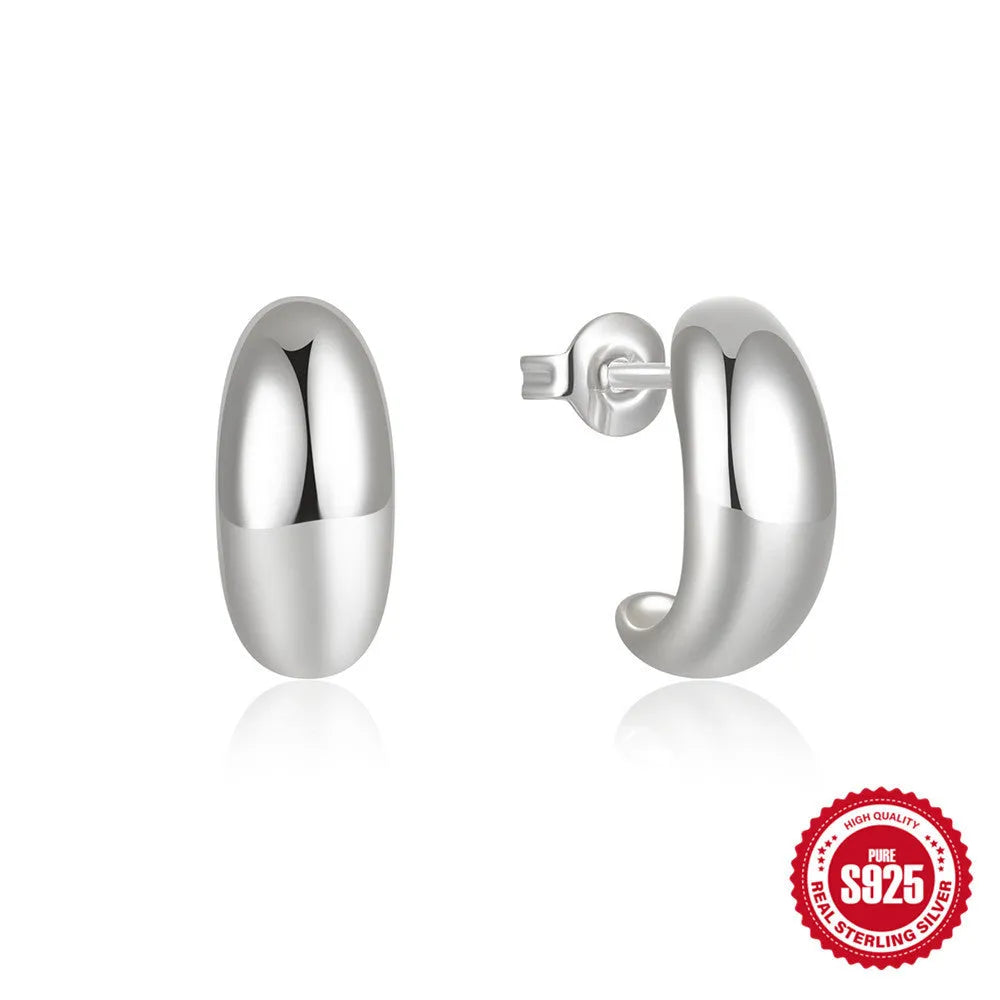 C-shaped sterling silver stud earrings with electroplated gold finish geometric jewellery