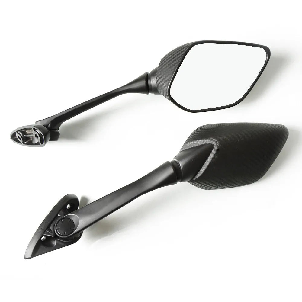 Yamaha YZF R3 R25 carbon pattern motorcycle rearview mirror aluminium arm black ABS shell